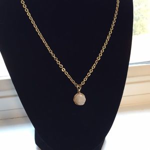 GORG White genuine stone druzy charm on 18” gold chain